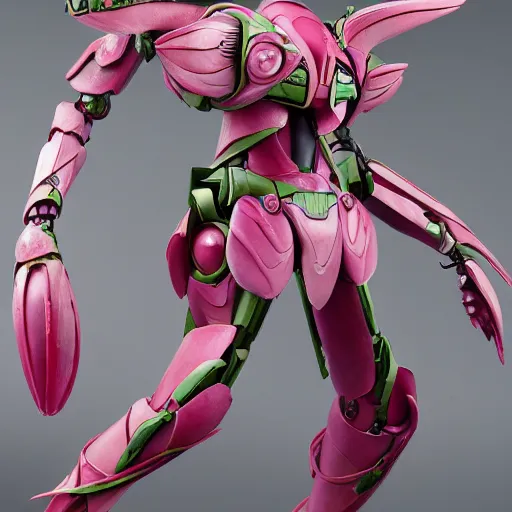 Image similar to futuristic nymphaea themed mecha waterlily upper body, sepals forming helmet, highly detailed, nymphaea, 8 k hd resolution, barbatos gundam with multi layered floral inlay, bandai box art, star wars, makoto kobayashi, frank gehry, raymond swanland