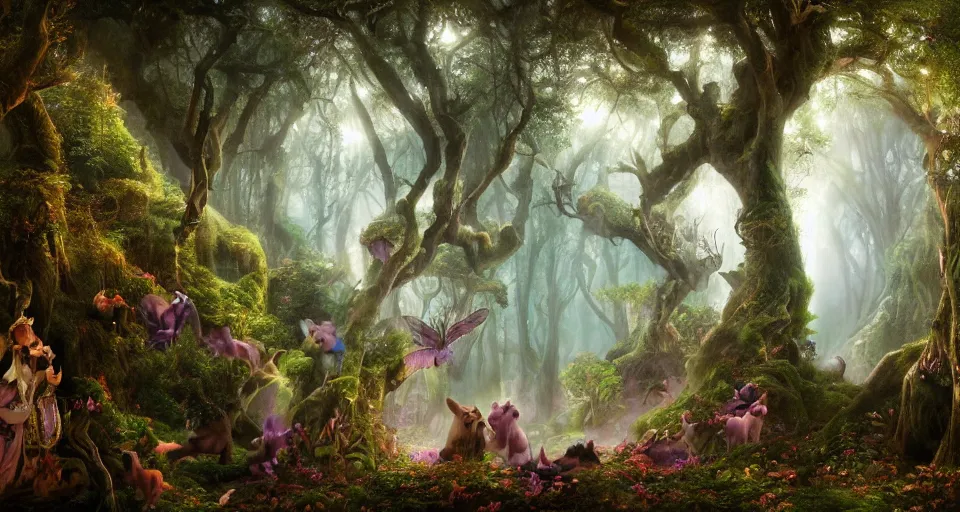 Image similar to Enchanted and magic forest, by André François