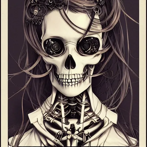 Image similar to anime manga skull portrait young woman, pixar, jesse toy story, skeleton, intricate, elegant, highly detailed, digital art, ffffound, art by JC Leyendecker and sachin teng