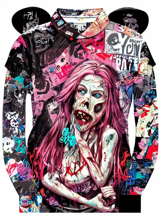 Image similar to zombie girl hiphop streetwear drip, tristan eaton, victo ngai, artgerm, rhads, ross draws