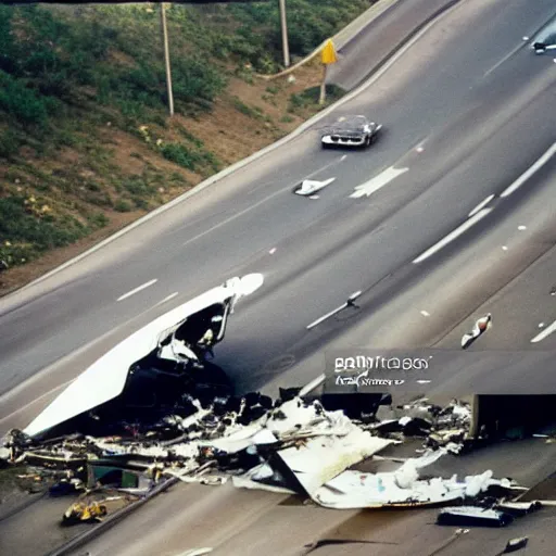 Prompt: “ airplane crash on a freeway in los angeles, flickr, national geographic photo, photo taken with provia, stockphoto ”