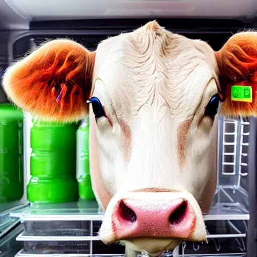 Image similar to an entire cow in the fridge