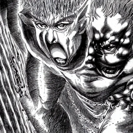 Image similar to hell drawn by Kentaro Miura, high definition