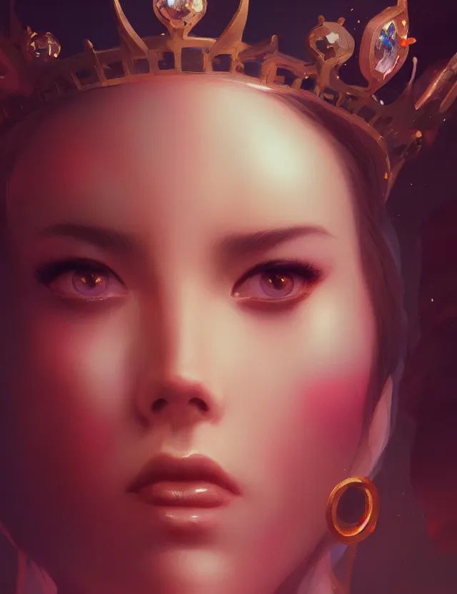 Image similar to blurred background. close-up portrait of a goddess in crown, by Artgerm and beeple and greg rutkowski