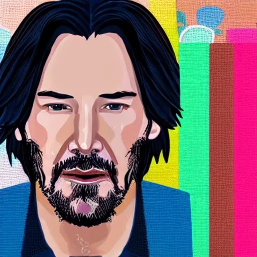 Prompt: Keanu Reeves as a crochet plushie
