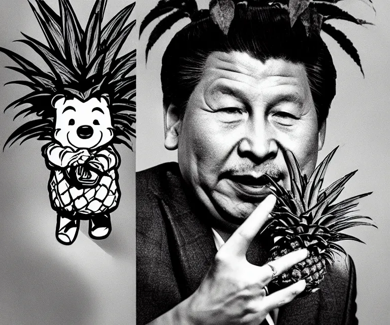 Image similar to hyperralism pineapple express movie still photography of real detailed xi jinping with detailed face smoking detailed weed in detailed basement bedroom with winnie the pooh hyperrealism photography by araki nobuyoshi