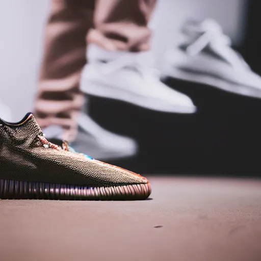 Prompt: high quality photo of kanye west shoes , photography 4k, f1.8 anamorphic, bokeh, 4k, Canon, Nikon