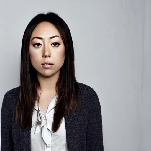 Image similar to a mix between karen fukuhara and aubrey plaza