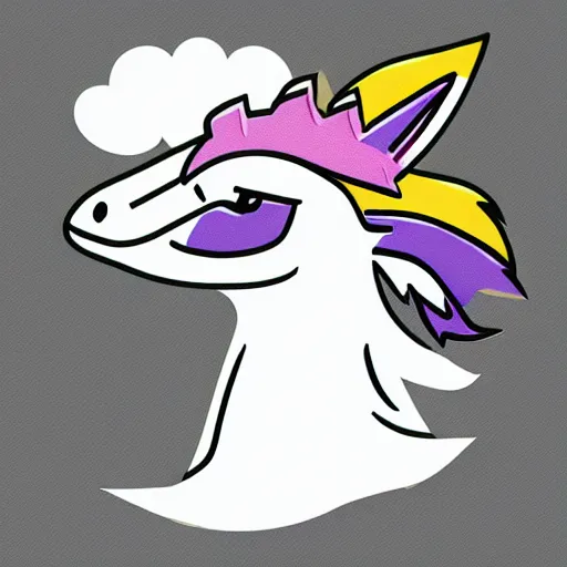 Image similar to Rainbow Ninja Unicorn profile picture for social media sites. Limited palette, crisp vector line