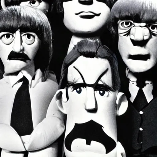 Image similar to stills from the beatles movie in puppets by gerry anderson, vintage film, 1 9 6 0 s