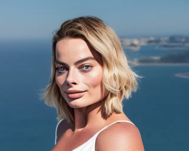 Image similar to margot robbie jumping off a helicopter, hyper realistic faces, beautiful eyes, cinematic, long shot, hyper detailed, 8 5 mm photograph, 8 k resolution, film still, sharp lens, wide lens