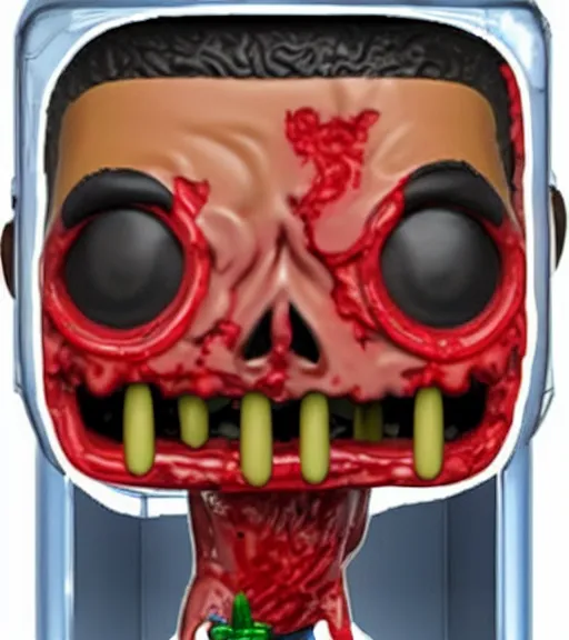 Prompt: rare bloody transparent zombie obama funko pop, ebay listing