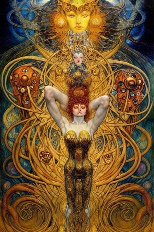 Image similar to Divine Chaos Engine by Karol Bak, Jean Delville, William Blake, Gustav Klimt, and Vincent Van Gogh, symbolist, visionary