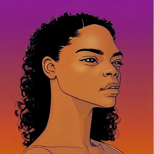 Image similar to “ tessa thompson retro minimalist portrait by jean giraud, moebius starwatcher comic, sharp, smooth face, 8 k ”