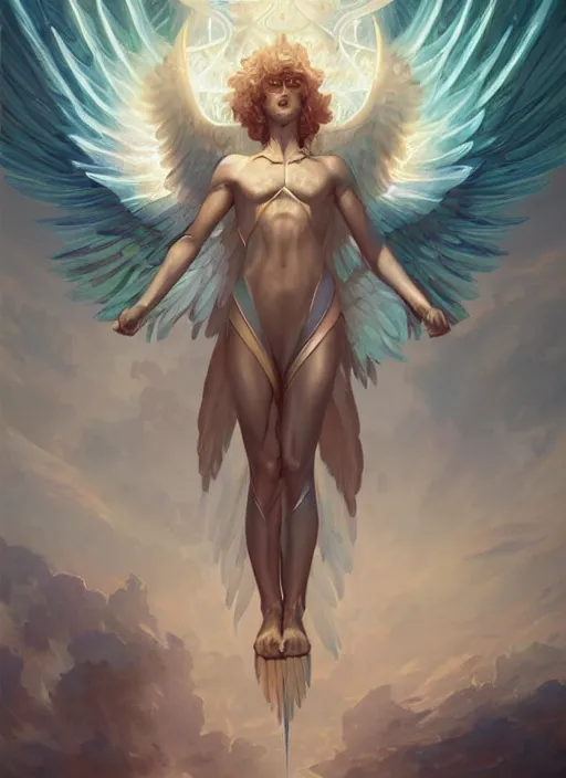Image similar to archangel metatron detailed illustration by peter mohrbacher and by jon foster trending on artstation