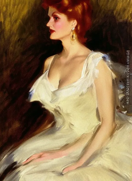 Image similar to portrait of rita hayworth, by john singer sargent