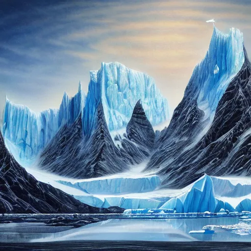 Prompt: epitome mysteries of Antarctica glacial cult mountain god, realistic fantasy, oil painting, extremely high detail, photorealistic, cinematic lighting, oil painting, intricate line drawings, 4k resolution