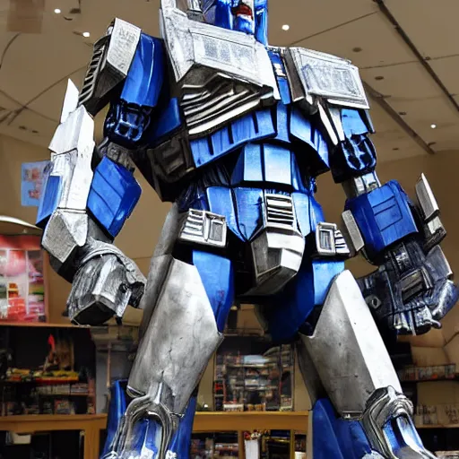 Image similar to optimus prime as a marble statue, highly detailed photograph