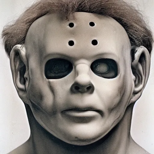 Prompt: creepy photo of michael myers by Hans Bellmer, trending on arstation, creepypasta