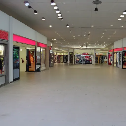 Image similar to photograph of empty retail store, empty shopping mall