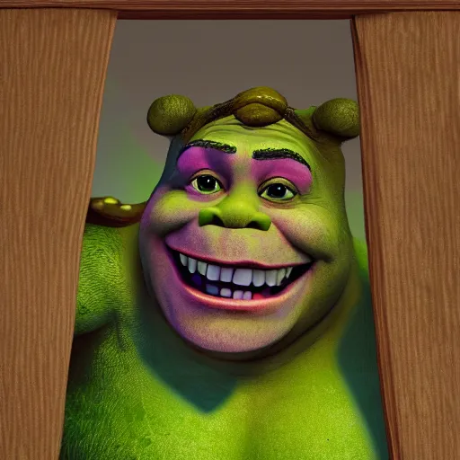 Image similar to photo of shrek in the backrooms level 0, photorealistic,