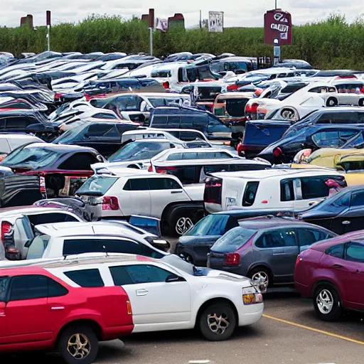 Image similar to a very chaotic walmart parking lot,