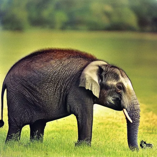 Image similar to badger with an elephant trunk, professional nature photography, National Geographic, 35mm film