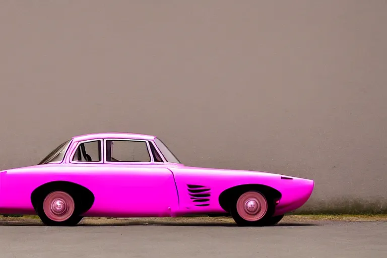 Prompt: Elegant photography of the pink panther car