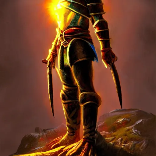 Image similar to Bright, colorful, realistic dark gritty individual elder scrolls morrowind golden saint full body backlighting, kodachrome, high contrast, highly detailed, sharp focus, digital painting, concept art, illustration, trending on artstation, comic book by Alex Ross cover art