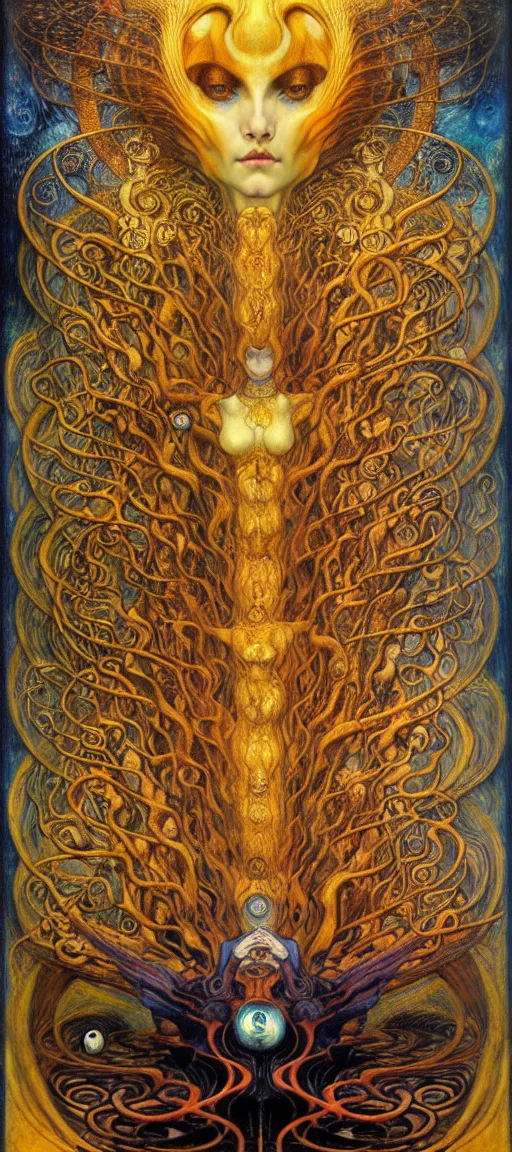 Image similar to Divine Chaos Engine by Karol Bak, Jean Delville, William Blake, Gustav Klimt, and Vincent Van Gogh, symbolist, visionary