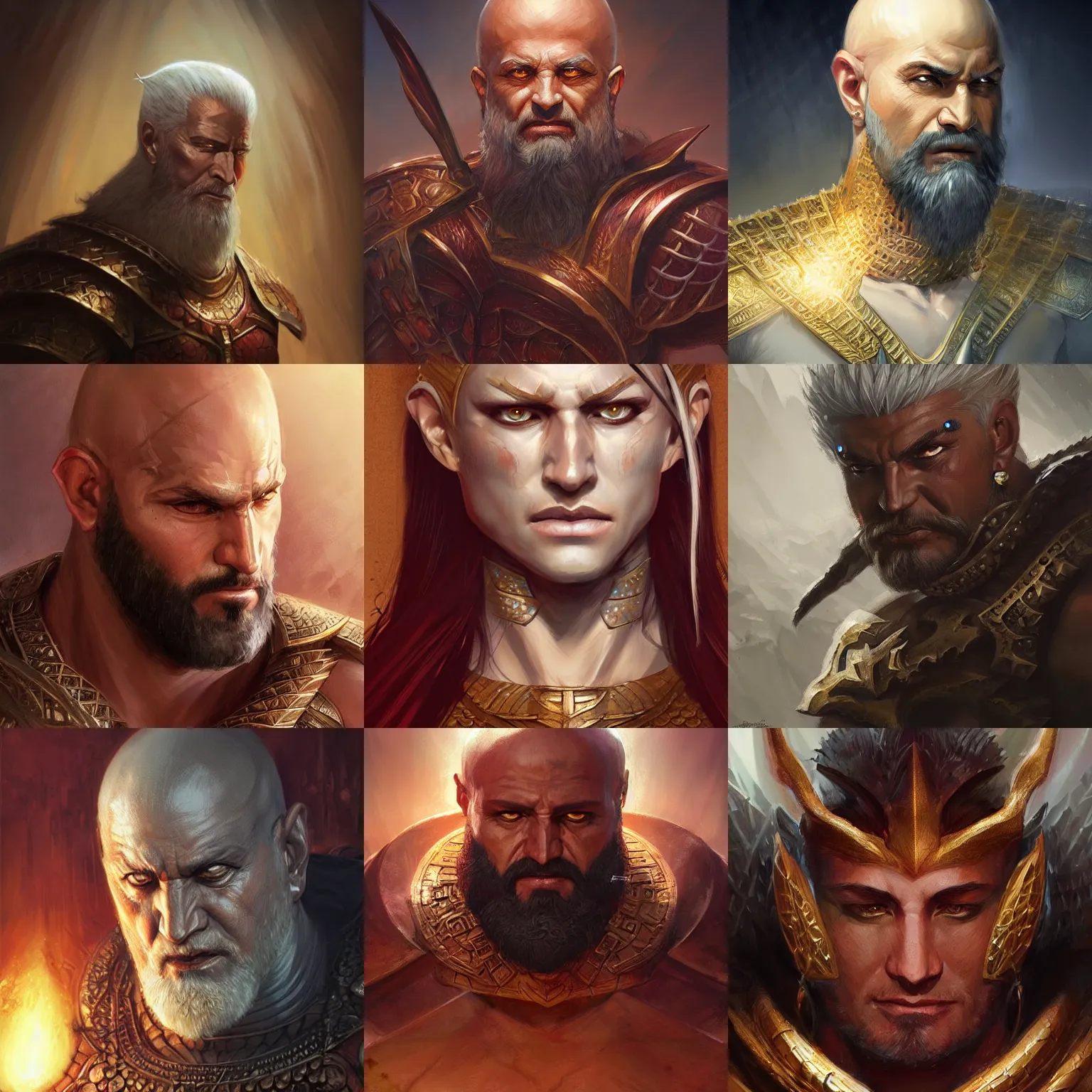 Prompt: gilgamesh, d & d, fantasy, portrait, highly detailed, headshot, digital painting, trending on artstation, concept art, sharp focus, illustration, art by artgerm and greg rutkowski and magali villeneuve