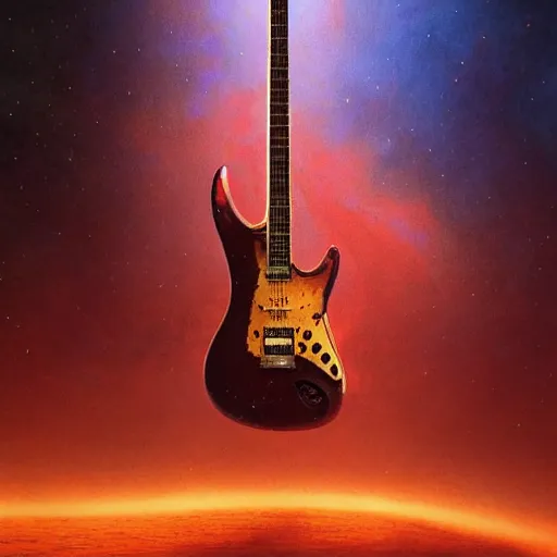 Image similar to UHD closeup of a Photorealistic Max Liquid, playing electric guitar during a wicked lightning storm on Mars, with a cool pose, by Antonio Caparo and Ferdinand Knab and Greg Rutkowski, UHD, photorealistic, trending on artstation, trending on deviantart