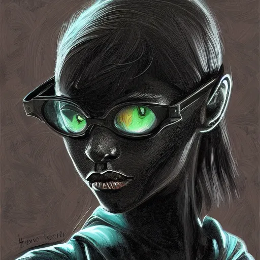 Prompt: a selfie of a black cat from the matrix , fantasy, intricate, young and cute girl, highly detailed, digital painting, artstation, concept art, smooth, sharp focus, illustration