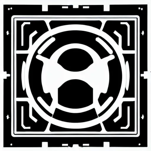 Image similar to black and white sci fi luxury themed svg vector art panel for cnc plasma, laser, stencil, unique art deco hole through circuit design