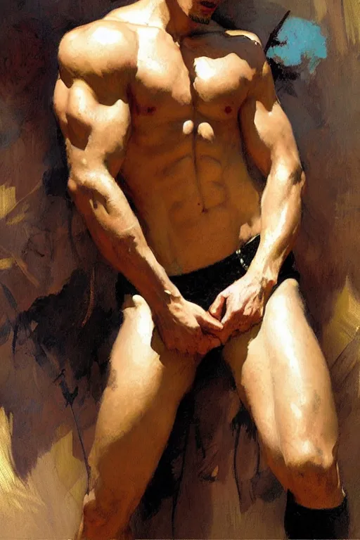 Image similar to attractive man, painting by gaston bussiere, craig mullins, j. c. leyendecker, yoji shinkawa, tom of finland