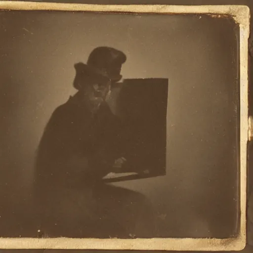 Image similar to Tintype photograph of primitive work of art, in the style of Marcel Duchamp, displayed in an ethnographic museum, archive material, anthropology, 1920s studio lighting.