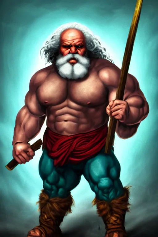 Image similar to character portrait of buff barbarian karl marx with a tattoo of an eye on the forehead, dungeons and dragons artwork, dynamic composition, dramatic lighting, trending on artstation, award winning art, stylized painting by leonardo da vinci, raphael and richard corben, concept art, 4 k, 8 k, gold and teal color scheme