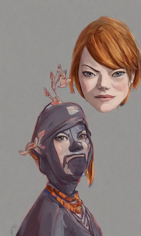 Image similar to Emma Stone in konoha village. In the art style of alexandre chaudret