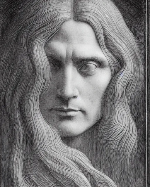 Image similar to matte painting portrait shot, leonardo da vinci sketch of cary grant, detailed and intricate by jean delville, marco mazzoni, art nouveau, symbolist, visionary, gothic, pre - raphaelite