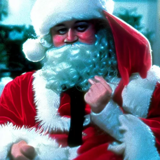 Prompt: santa claus horror movie still 1 9 8 6