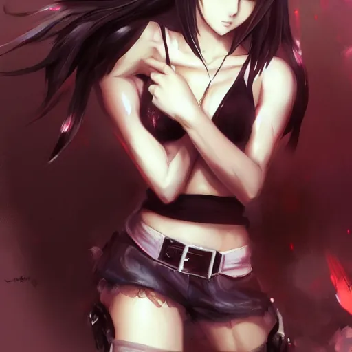 Image similar to beautiful anime art of tifa lockhart by WLOP, rossdraws, Logan Cure, Mingchen Shen, BangkuART, sakimichan, yan gisuka, JeonSeok Lee, zeronis, Chengwei Pan on artstation