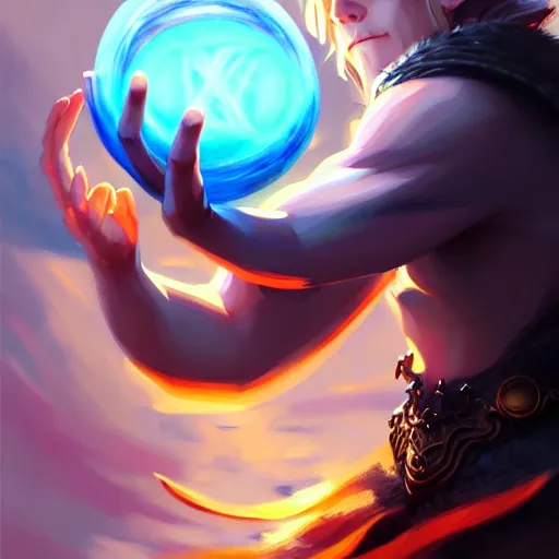 Image similar to odin holds his hands on the dragon orb, amazing fantasy art, anime - style digital painting by wlop, a digital painting by yanjun cheng, by wlop, by brom, cgsociety contest winner, trending on artstation, beautiful, hd, colored line - art, by chuby mi, ultra anime, intricate details, 8 k