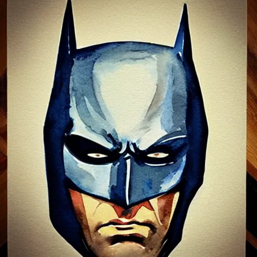 Image similar to “watercolor of Batman portrait from dark knight ”