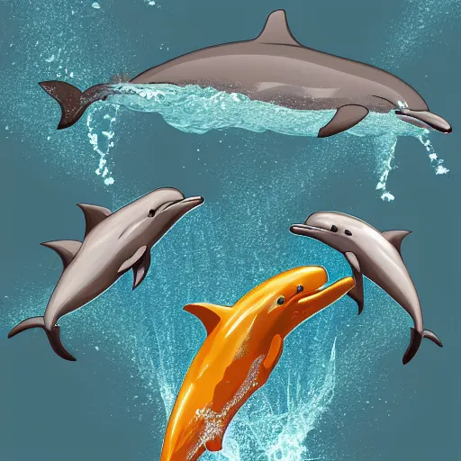 Image similar to dolphins overthrowing the government, high detail, trending on artstation, digital illustration