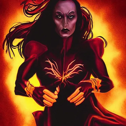 Prompt: dark Phoenix, horror style, dark lighting, high detail