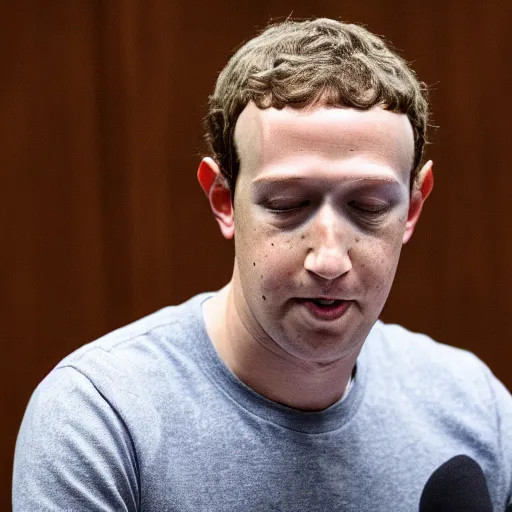 Prompt: mark Zuckerberg crying in a courtroom