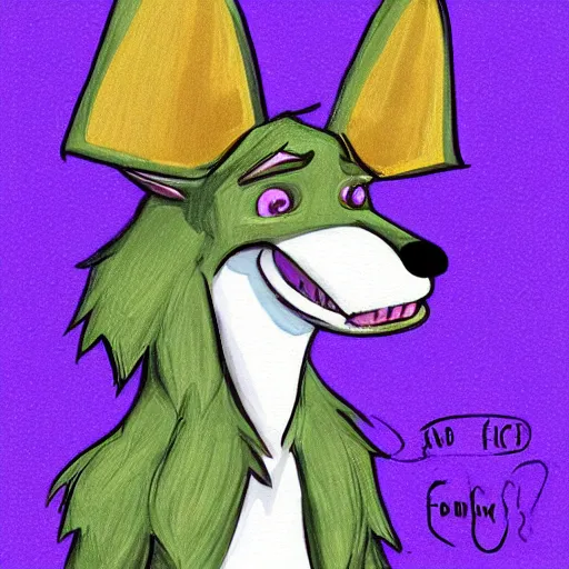 Image similar to furry ( fandom ) art of a cute anthropomorphic purple dog with alien antennas, digital art, painting, trending on furaffinity