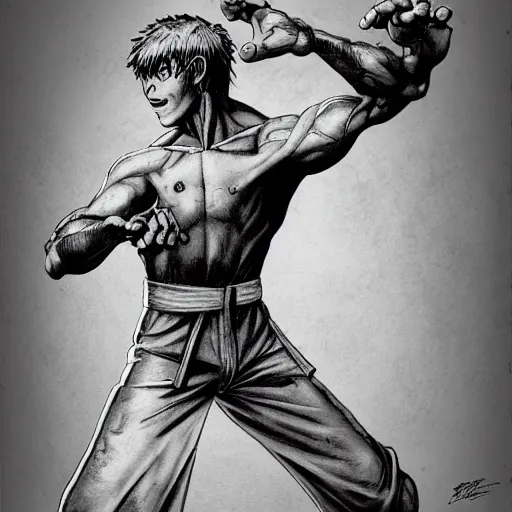 Image similar to Shaggy Rogers in a martial arts stance in the style of Jean Giraud in the style of Frank Frazetta in the style of akira toriyama trending on artstation deviantart Pinterest detailed realistic High Resolution HD 8k