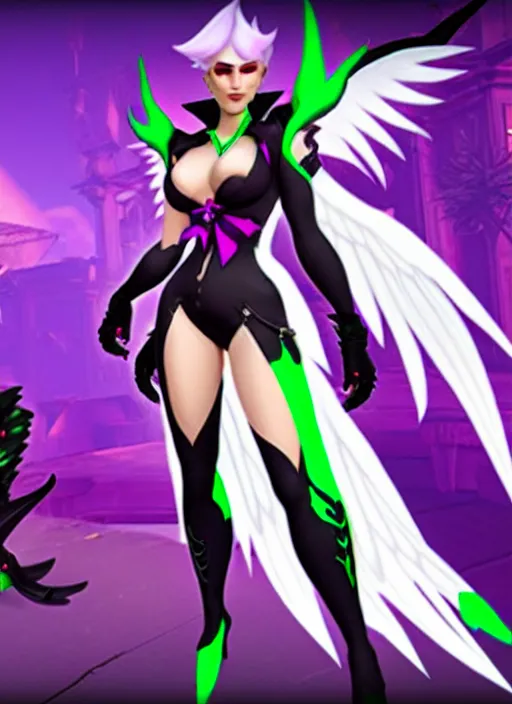 Image similar to morrigan aensland in overwatch, premium character skin