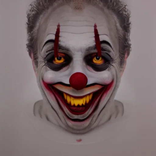 Image similar to The Evilest of Clowns , Hyperrealistic, Portrait photo,